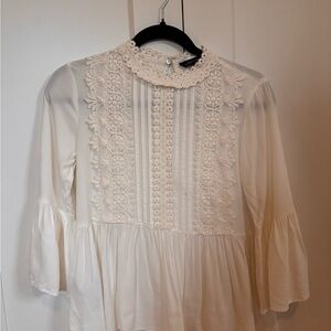 Zara Cream Lace Detail Blouse